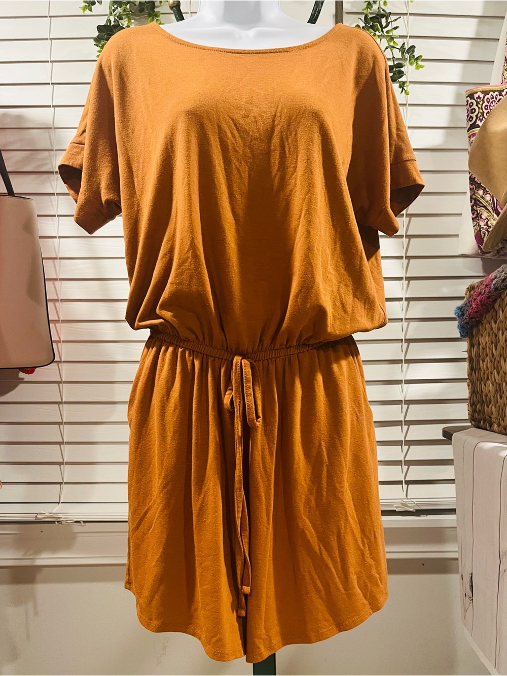 Romper in Rust Casual Drawstring Waist